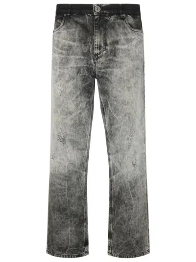 Balmain Gray Cotton Jeans In Grey
