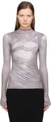 Balmain Gray Draped Print Trompe L'oeil T-shirt In 9ai Gris Fonce