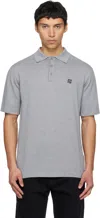 Balmain Embroidered Cotton Polo In Gray