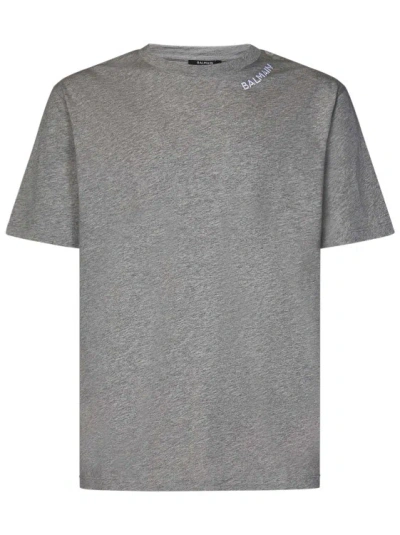 Balmain Gray Organic Cotton Jersey T-shirt In Grey