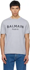 Balmain Printed Cotton T-shirt In Gray