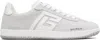 Balmain Swan Sneakers In White Suede In Gray