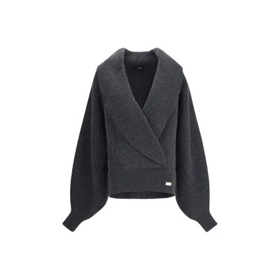 Balmain Gray Wool Sweatshirt In Blue