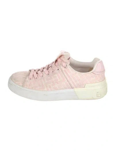 Pre-owned Balmain Grecca Pattern Sneakers In Pink