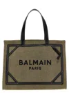 Balmain B-army 42 Canvas Tote Bag With Leather Details In Green