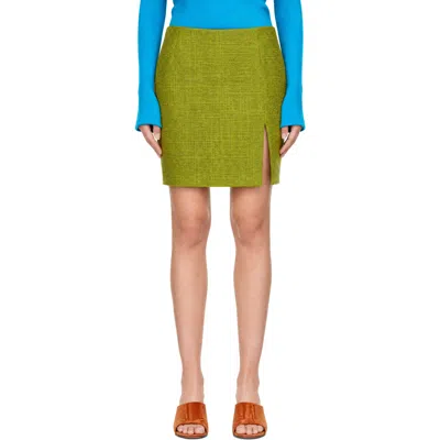 Balmain Bouclé-tweed Wool-blend Midi Skirt In Green