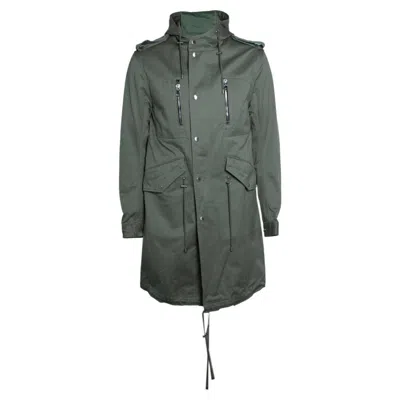 Pre-owned Balmain , Green Cotton Hooded Parka