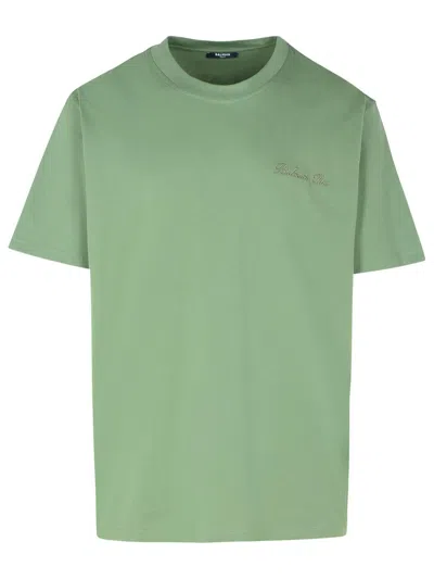 Balmain Green Cotton T-shirt Men