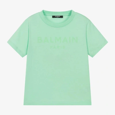 Balmain Green Cotton Tonal-graphic T-shirt