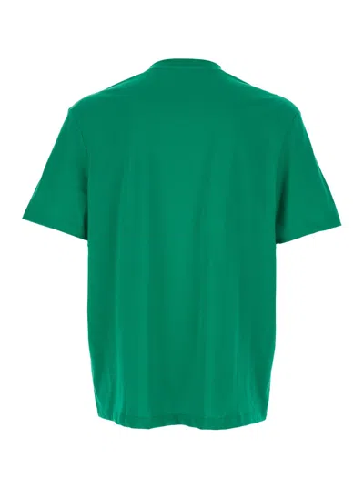 Balmain Green Crewneck T-shirt With Logo Lettering Print On The Front In Cotton Man