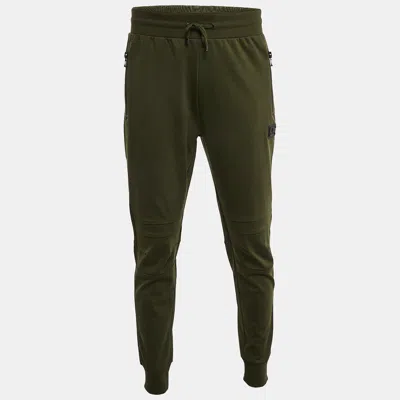 Pre-owned Balmain Green Jersey Pintuck Detail Track Pants L