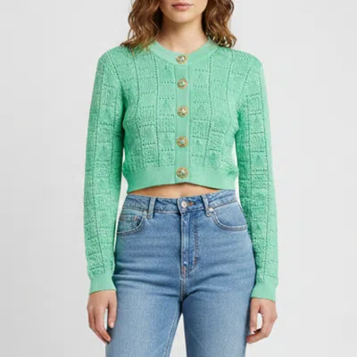 Pre-owned Balmain Green Knit Long Sleeve Cardigan S