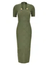 Balmain Gingham Knitted Midi Dress In Green
