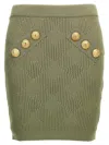 Balmain Openwork Knit Mini Skirt In Green
