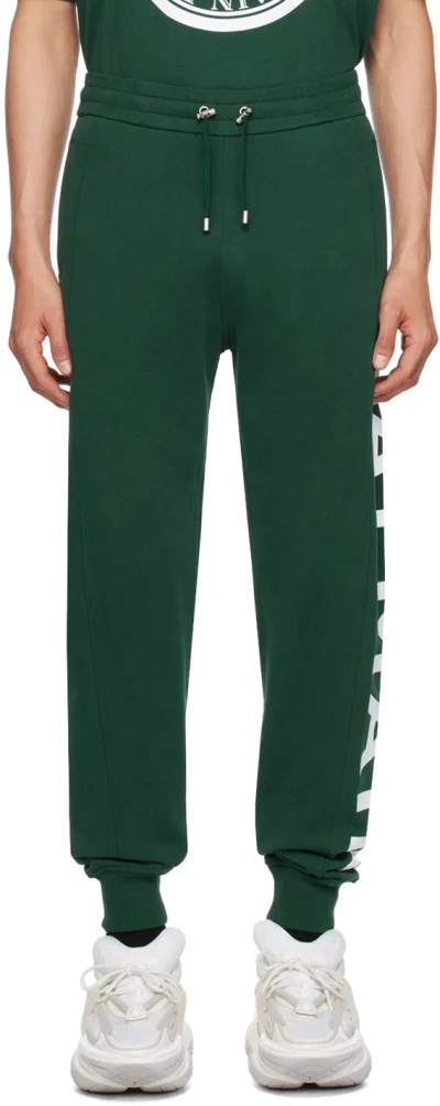 Balmain Green Printed Sweatpants In Uez Vert Foncé/blan