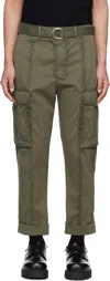 Balmain Green Tailored Slouch Cotton Cargo Pants In 7cw Kaki