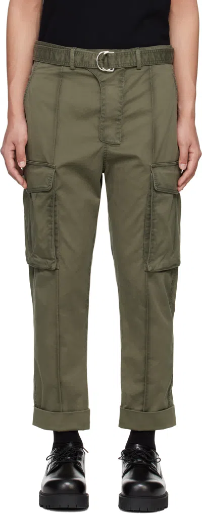 Balmain Green Tailored Slouch Cotton Cargo Pants In 7cw Kaki