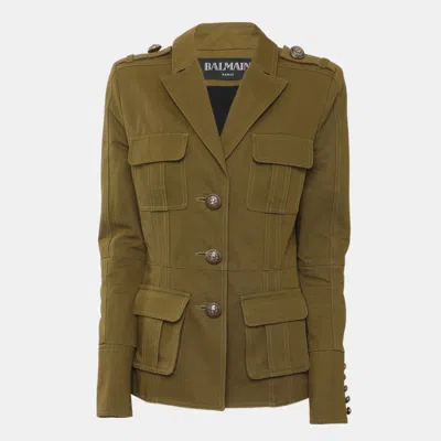 Pre-owned Balmain Green Twill Jacket S