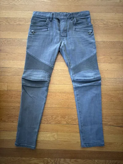 Pre-owned Balmain Grey  Biker Jeans In Gray