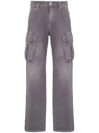 Balmain Grey Cotton Large Jeans In Gray