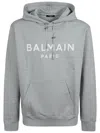 Balmain Cotton Logo Hoodie In Grey