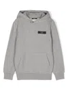 Balmain Logo-patch Cotton Hoodie In Grigio