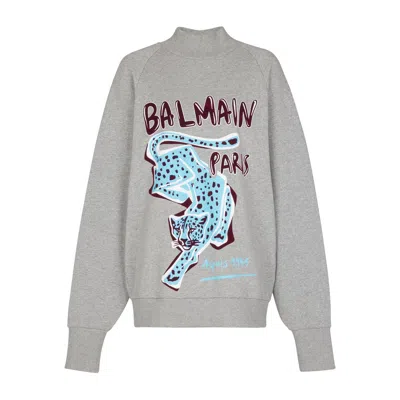 BALMAIN BALMAIN GREY TOPS - SWEATSHIRTS WOMEN