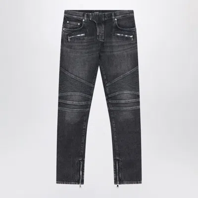 BALMAIN BALMAIN  GREY WASHED SLIM BIKER JEANS