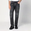 Balmain Grey Washed Slim Biker Jeans In Blue