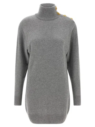 BALMAIN GREY WOOL DRESS
