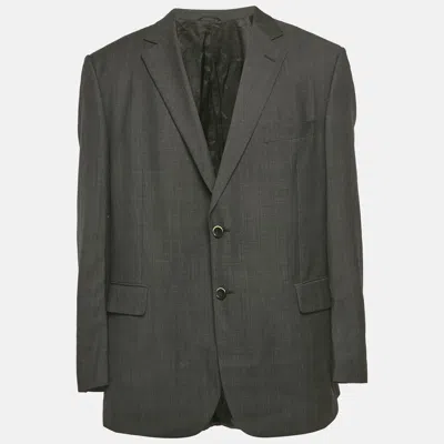 Pre-owned Balmain Grey Wool Regular Fit Blazer 5xl In Gray