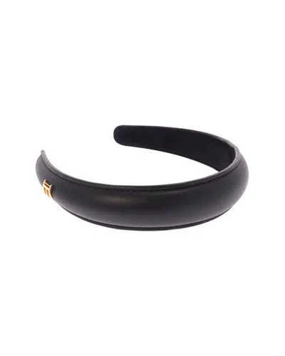 Balmain Hair Couture Women's Leather Puffed Headband In Black