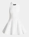 Balmain Halter Double-collar Sleeveless Mini Flare Dress In Optical  White