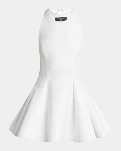 BALMAIN HALTER DOUBLE-COLLAR SLEEVELESS MINI FLARE DRESS