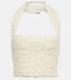 Balmain Halter-neck Bouclé Top In Naturel