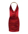 Balmain Chain Draped Velvet Minidress