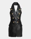Balmain Buttoned Halterneck Double-breasted Knee Length Dress In Black