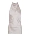 Balmain Halterneck Crepe Satin Top Clothing In Neutral