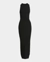 Balmain Cutout Ribbed-knit Halterneck Midi Dress In Black
