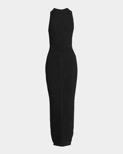 BALMAIN HALTER OPEN-BACK KNIT MAXI DRESS