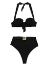 Balmain Halterneck Belted Bikini In Black