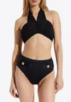Balmain Halterneck Bikini Top In Black