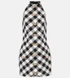 Balmain Gingham Tweed Minidress In Black