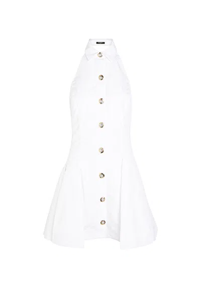 BALMAIN BALMAIN HALTERNECK COTTON-POPLIN MINI DRESS