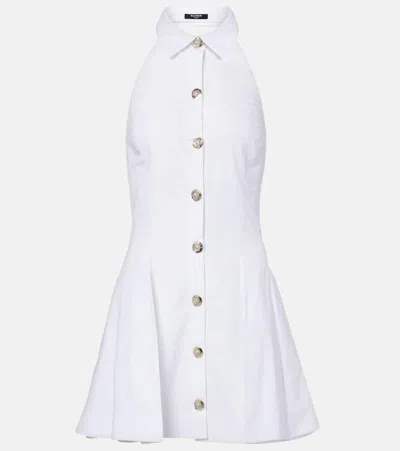 Balmain Halterneck Cotton Poplin Minidress