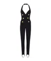 Balmain Crepe Texture Halterneck Jumpsuit With Button Detailing In Black