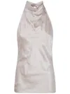 Balmain Halterneck Crepe Satin Top Clothing In Neutral