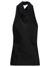 Balmain Crepe Satin Halter Cowl-neck Top In Black