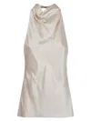 Balmain Halterneck Crepe Satin Top Clothing In Neutral