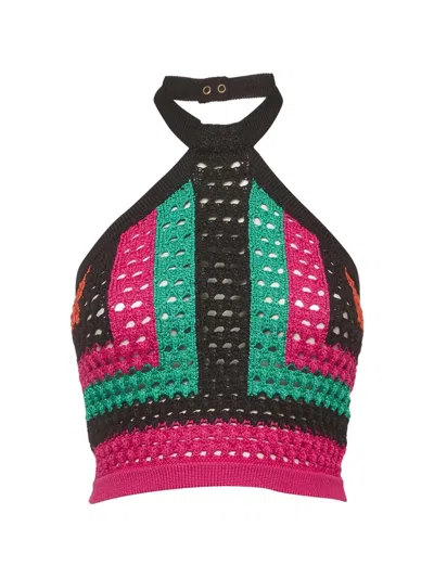 Pre-owned Balmain Halter-neck Cropped Top In Black
